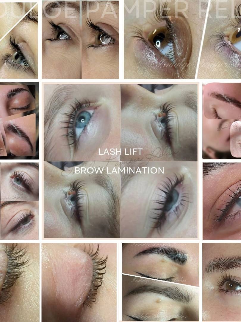 Lash lift and brow lamination results at Indulge Pamper Relax